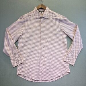 Brandini Men's Pink‎ Check Long Sleeve Button Up Shirt Size Large